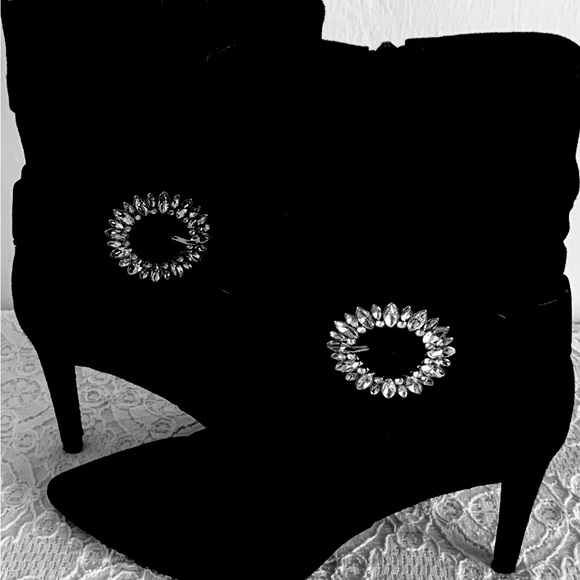 Michael Kors~Classy Suede/Leather Ankle Boots, with Stunning Attached Crystals. - Picture 6 of 8